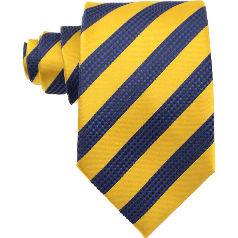 Geotae Zerun New Classic Men's Striped Silk Tie Necktie (Royal blue/Yellow) - Image 2